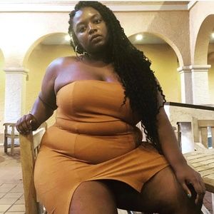 Strapless brown dress